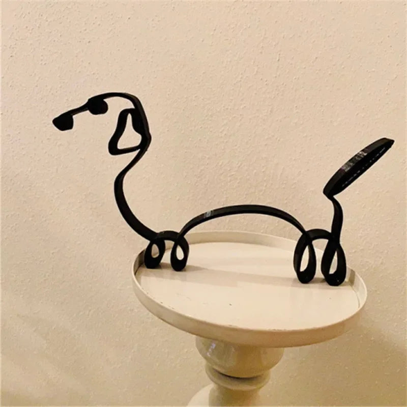 Minimal Pet Sculpture – Dog & Cat Metal Art for Home