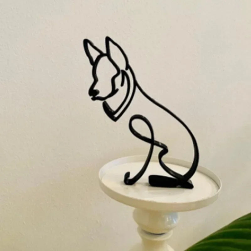 Minimal Pet Sculpture – Dog & Cat Metal Art for Home