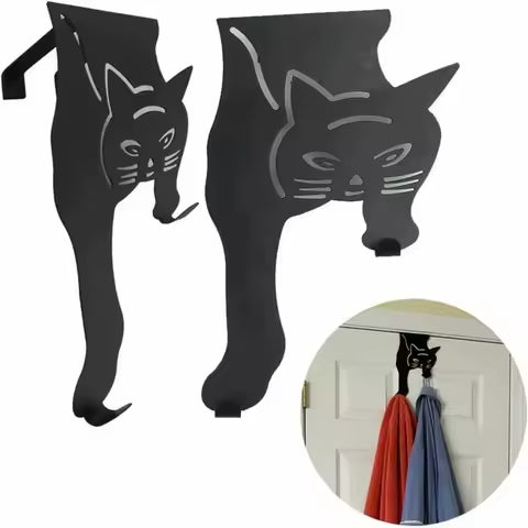 Sleek Black Over-the-Door Cat Hooks – Stylish Storage for Home or Office