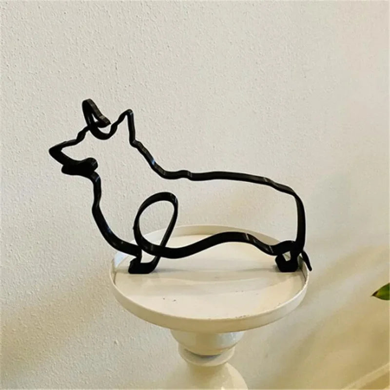 Minimal Pet Sculpture – Dog & Cat Metal Art for Home
