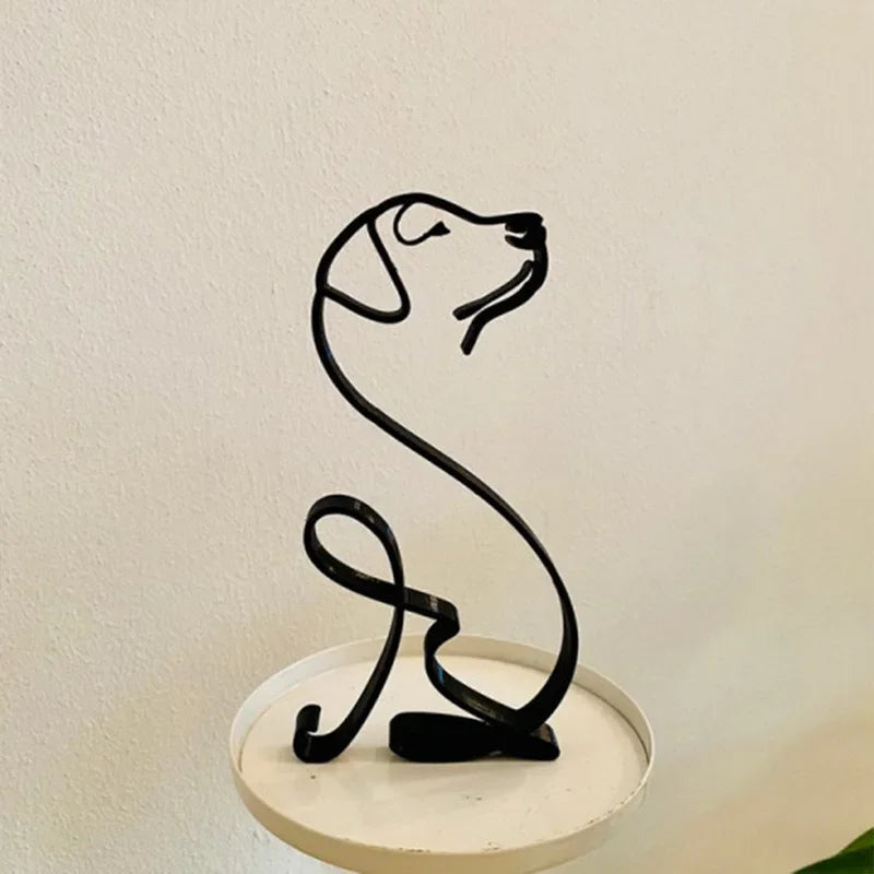 Minimal Pet Sculpture – Dog & Cat Metal Art for Home