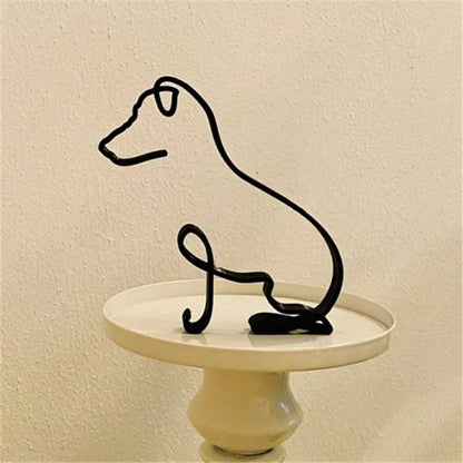 Minimal Pet Sculpture – Dog & Cat Metal Art for Home