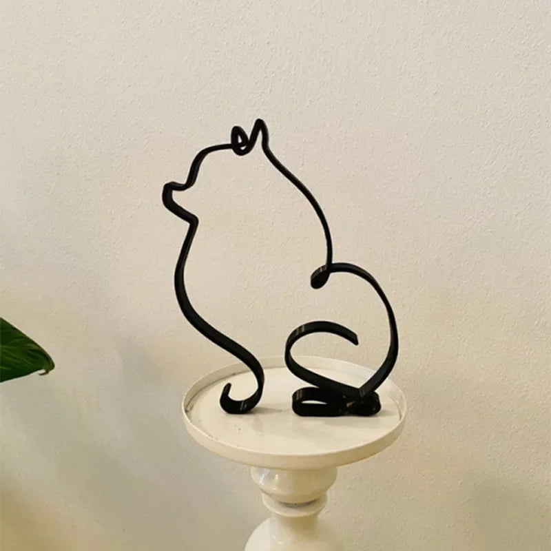 Minimal Pet Sculpture – Dog & Cat Metal Art for Home