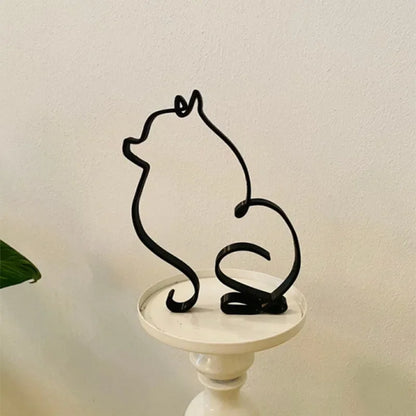 Minimal Pet Sculpture – Dog & Cat Metal Art for Home
