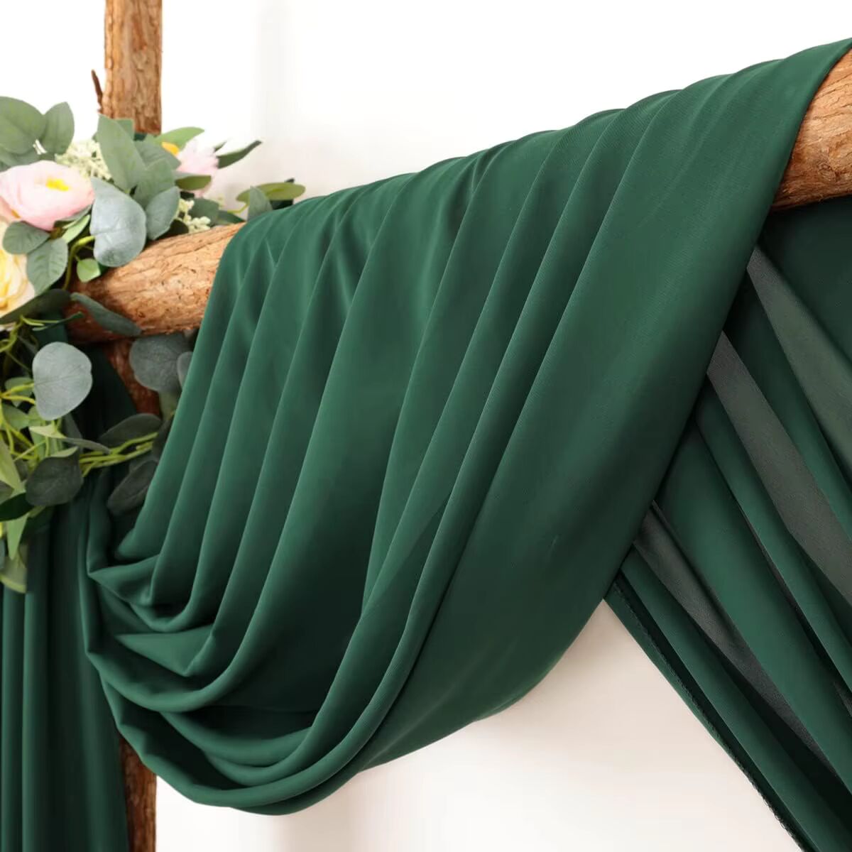 Dark Green Chiffon Arch Drapes – Elegant Backdrop for Weddings & Events