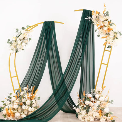 Dark Green Chiffon Arch Drapes – Elegant Backdrop for Weddings & Events