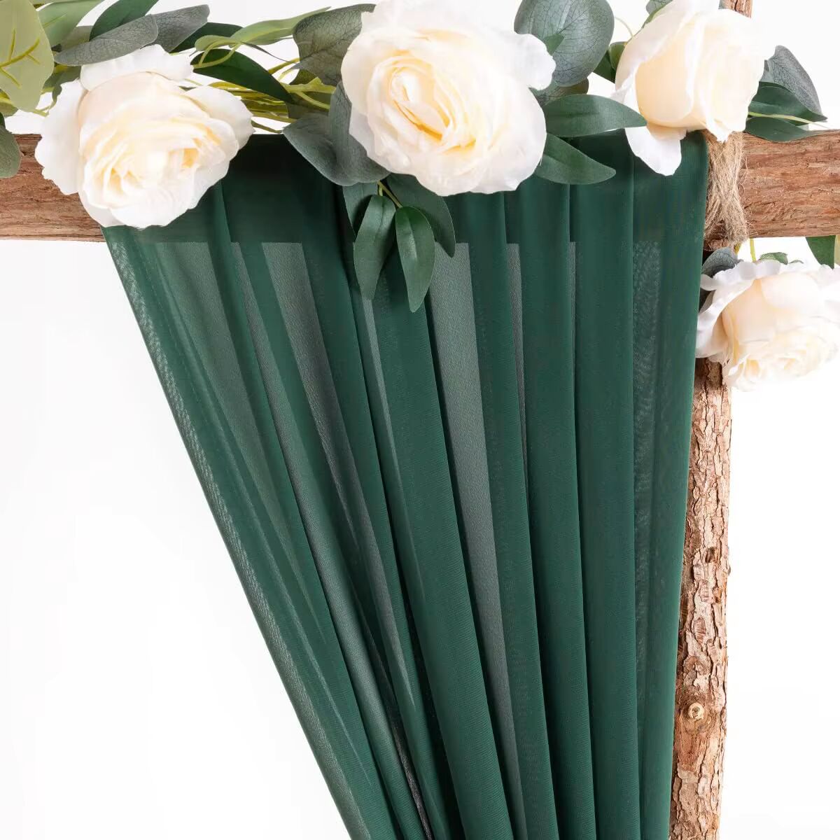 Dark Green Chiffon Arch Drapes – Elegant Backdrop for Weddings & Events